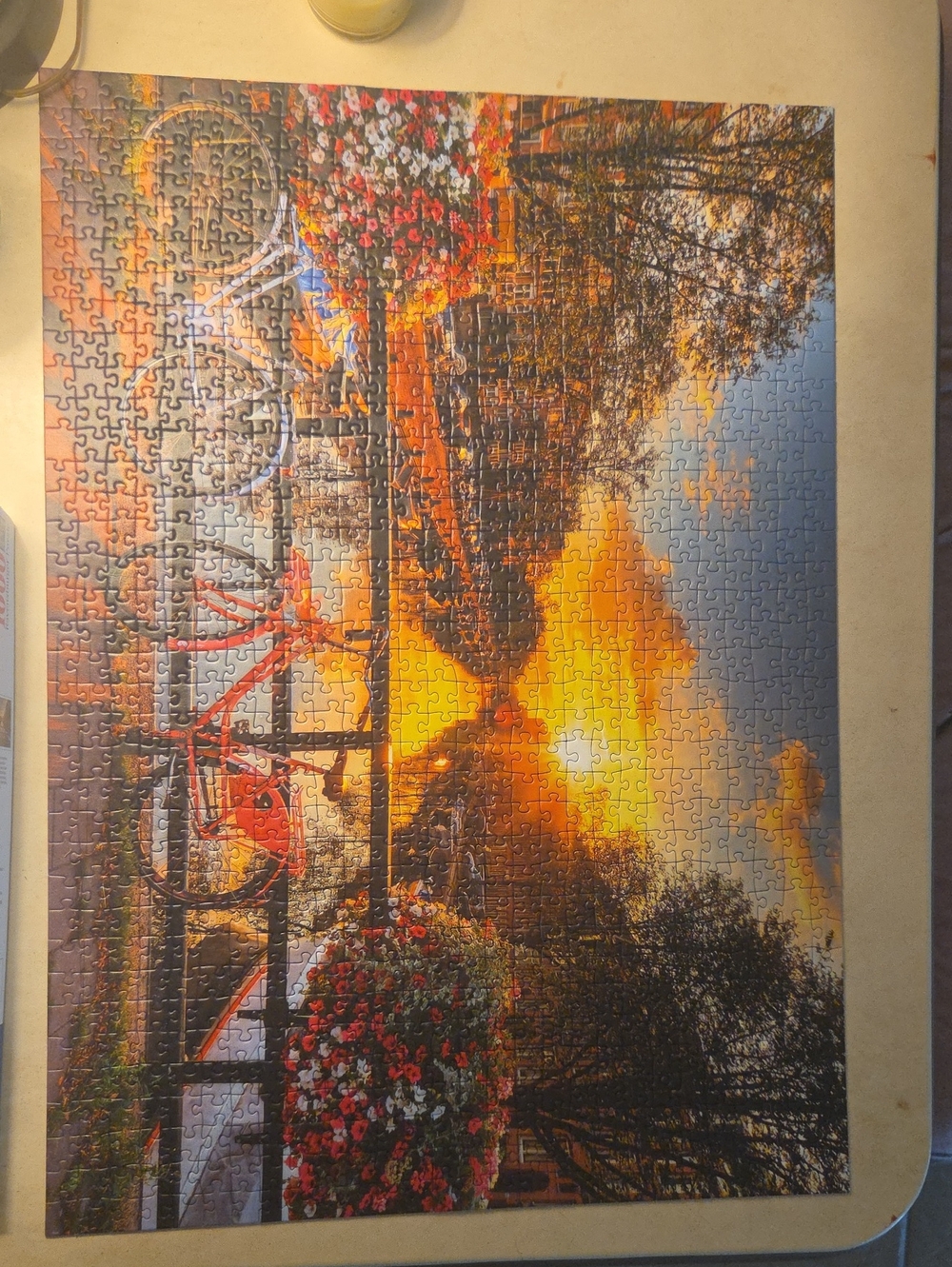 Ravensburger Vintage Bicycle at Sunset Puzzle Art Print - Orange, Red, Blue